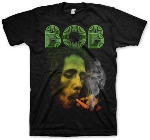 T-Shirt Bob Marley T-Shirt Smoking Da Erb Black M