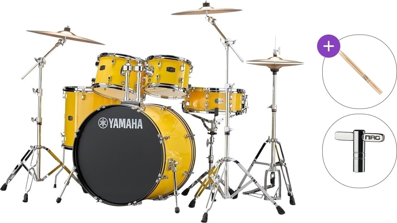 Kit de batería Yamaha RDP2F5MYSET Rydeen Basic SET Mellow Yellow Kit de batería