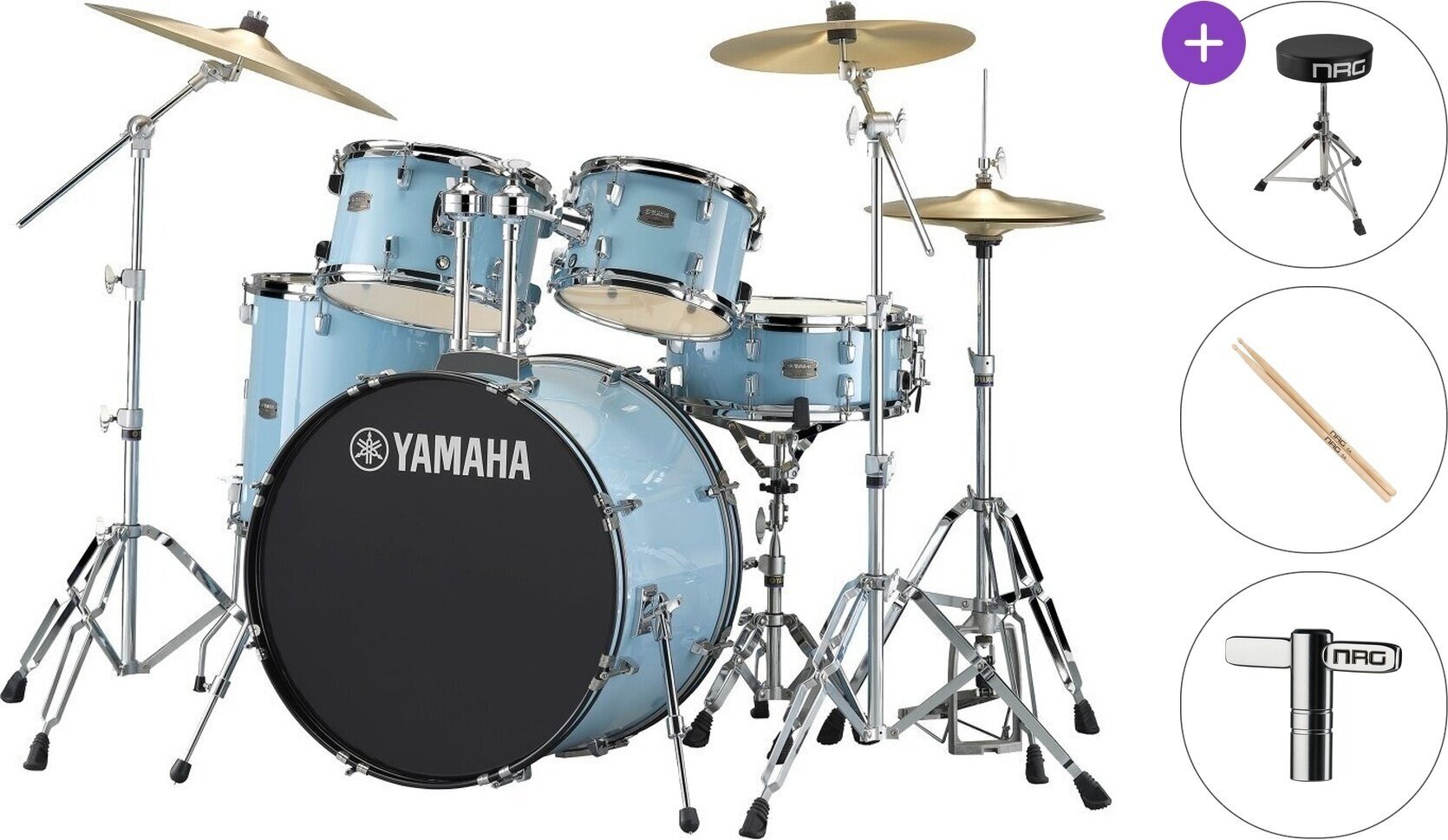 Set akustičnih bubnjeva Yamaha RDP2F5PBSET Rydeen Standard SET Gloss Pale Blue Set akustičnih bubnjeva