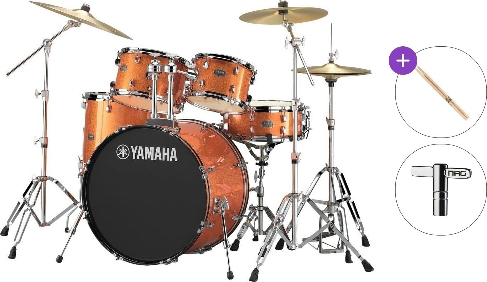 Kit de batería Yamaha RDP2F5OGSET Rydeen Basic SET Orange Glitter Kit de batería