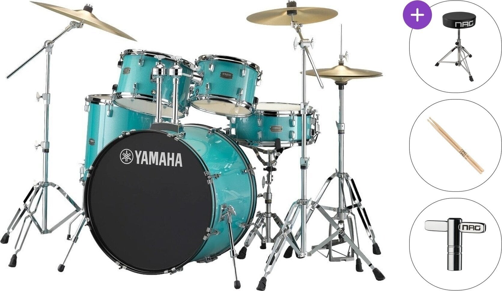 Drumkit Yamaha RDP2F5TGSET Rydeen Standard SET Turquoise Glitter Drumkit
