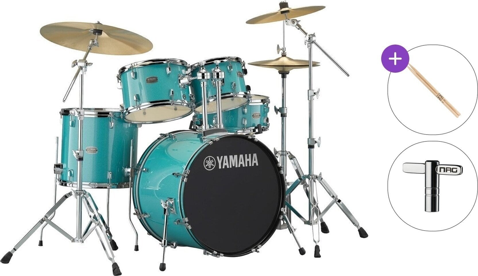 Drumkit Yamaha RDP0F5TGSET Rydeen Basic SET Turquoise Glitter Drumkit