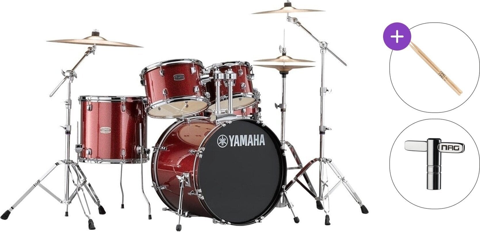 Drumkit Yamaha RDP0F5BGGSET Rydeen Basic SET Burgundy Glitter Drumkit