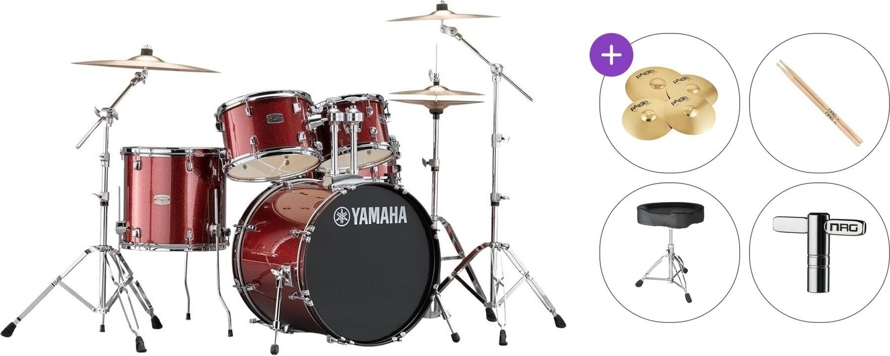 Drumkit Yamaha RDP0F5BGGSET Rydeen Premium SET Burgundy Glitter Drumkit