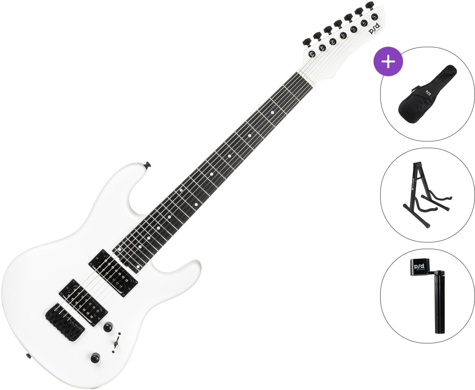 7-string Electric Guitar PSD Guitars SPS-1007 Basic SET Matte White 7-string Electric Guitar