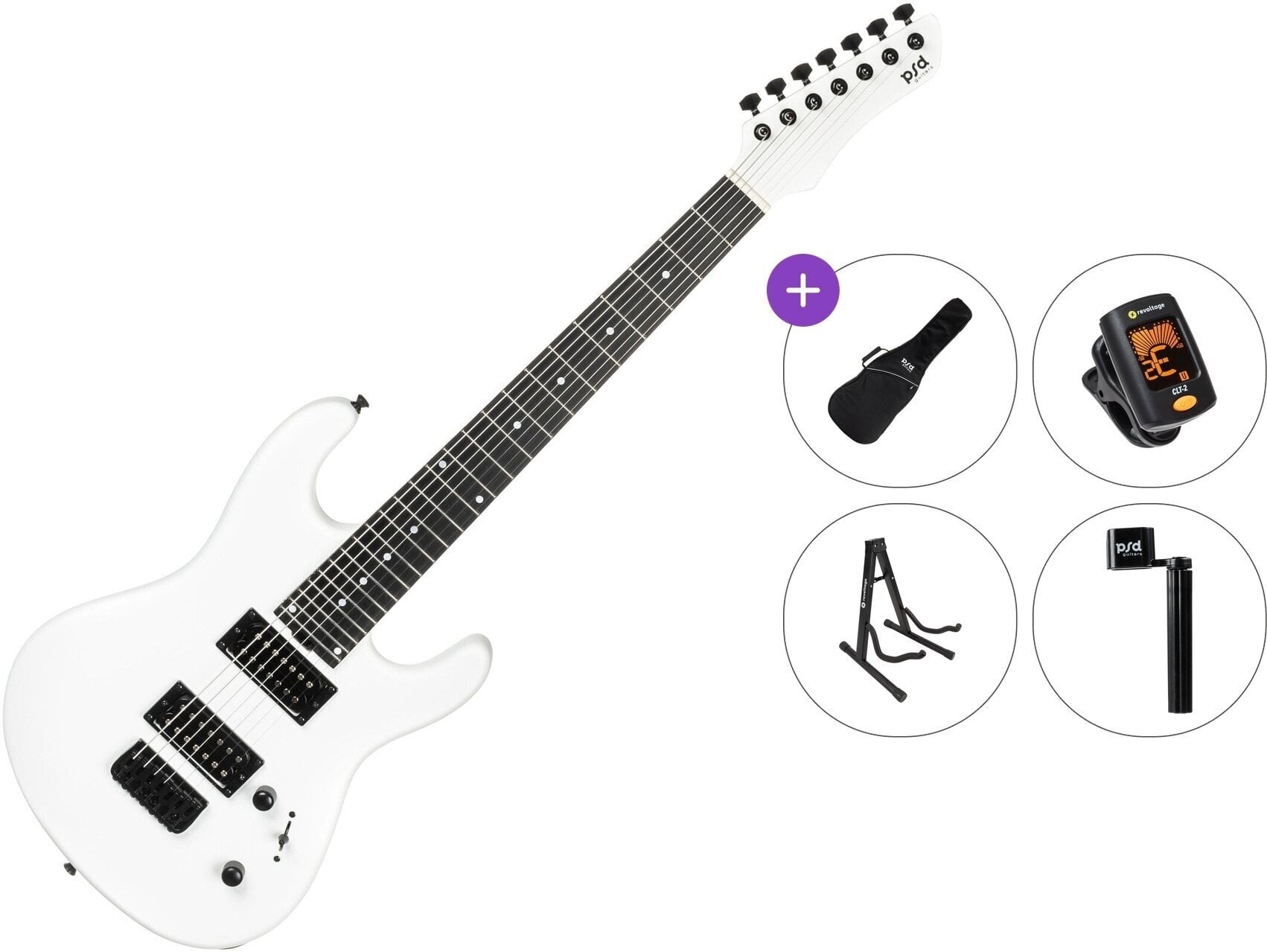 7-string Electric Guitar PSD Guitars SPS-1007 Standard SET Matte White 7-string Electric Guitar