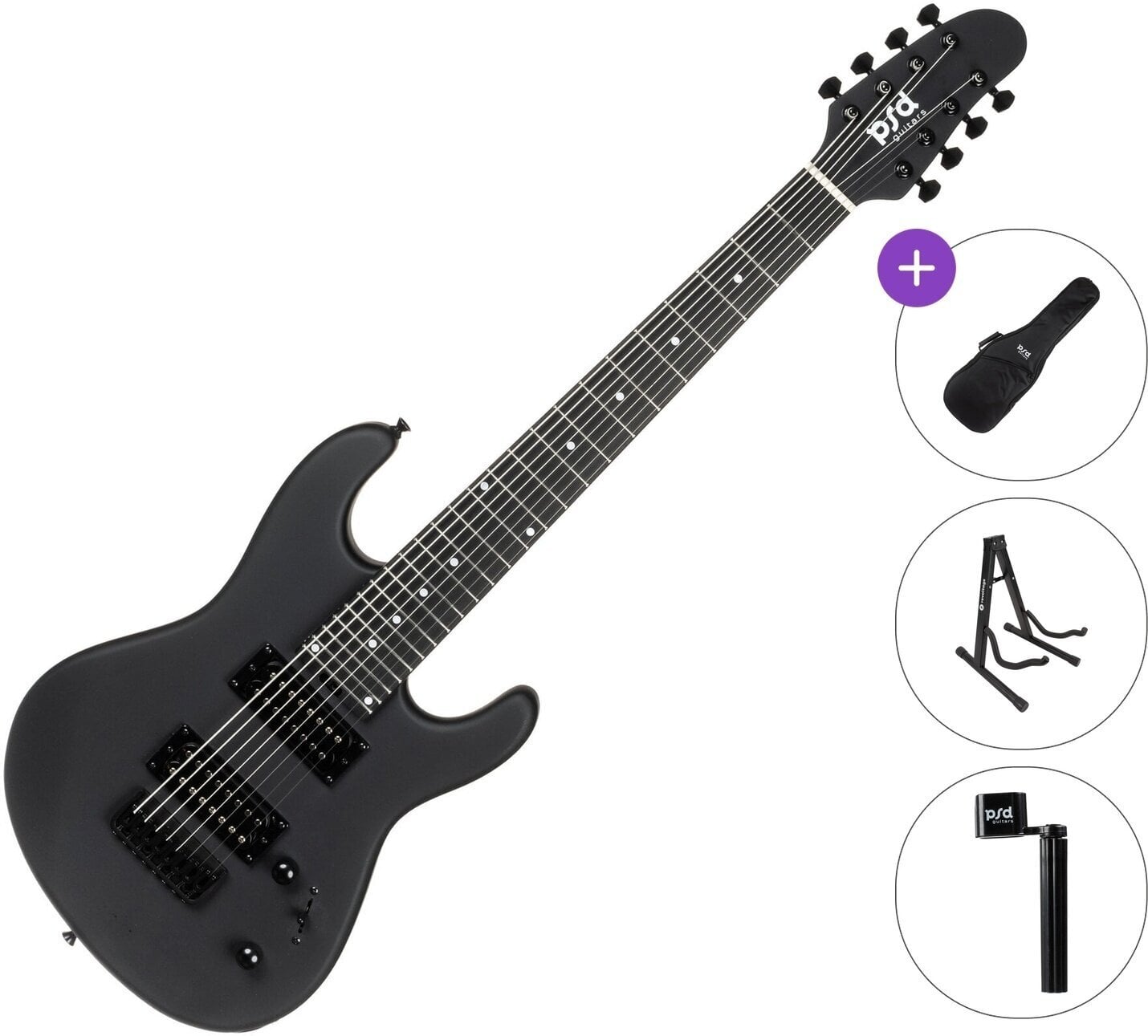Električna gitara PSD Guitars SPS-1008M-MB Basic SET Matte Black Električna gitara
