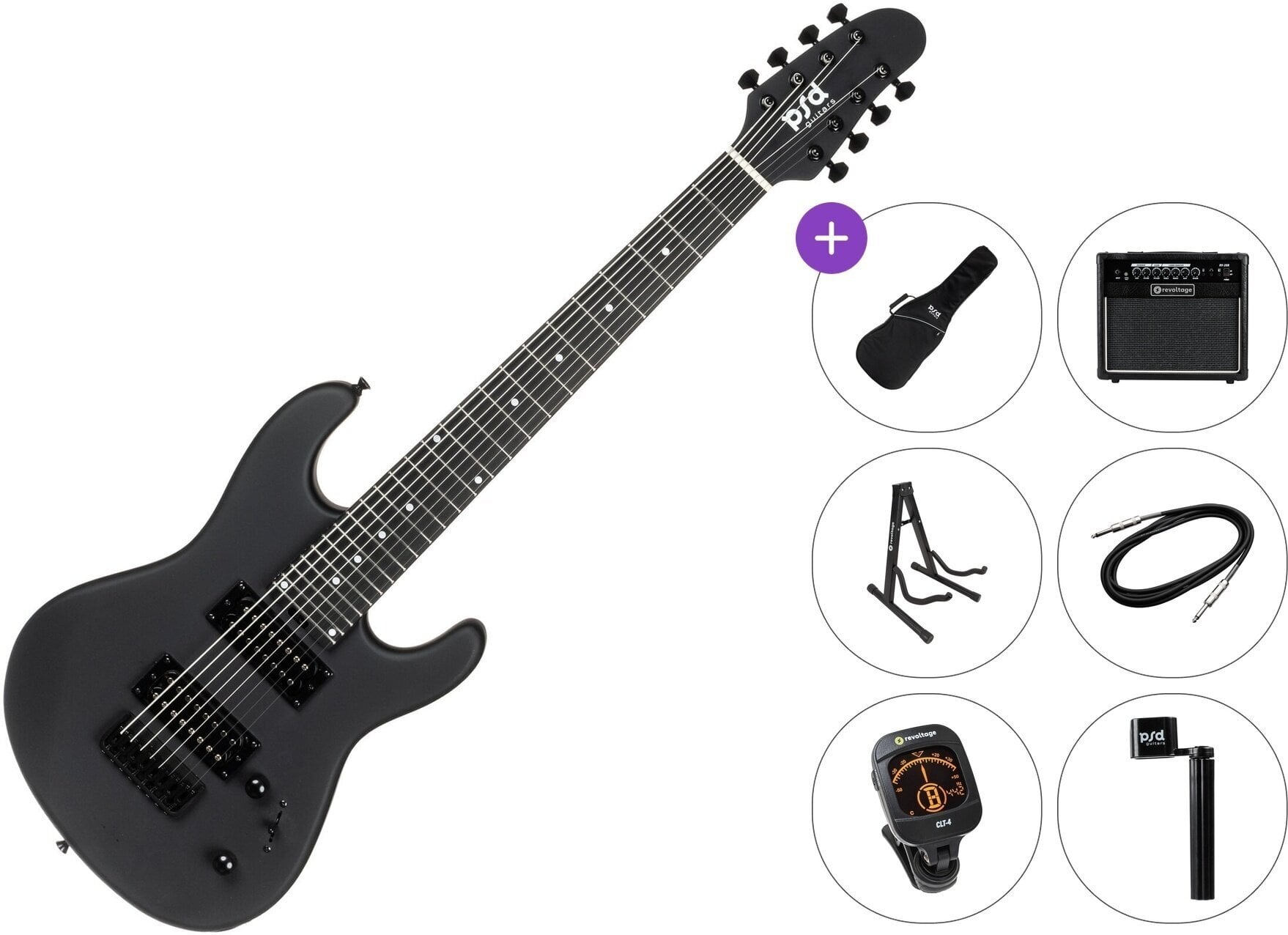 Električna gitara PSD Guitars SPS-1008M-MB Premium SET Matte Black Električna gitara