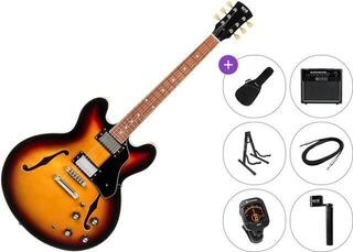 Halvakustisk guitar PSD Guitars SH-100 Premium SET Vintage Sunburst Halvakustisk guitar