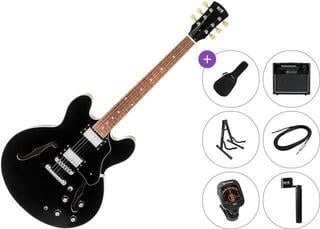 Halvakustisk guitar PSD Guitars SH-100 Premium SET Black Halvakustisk guitar