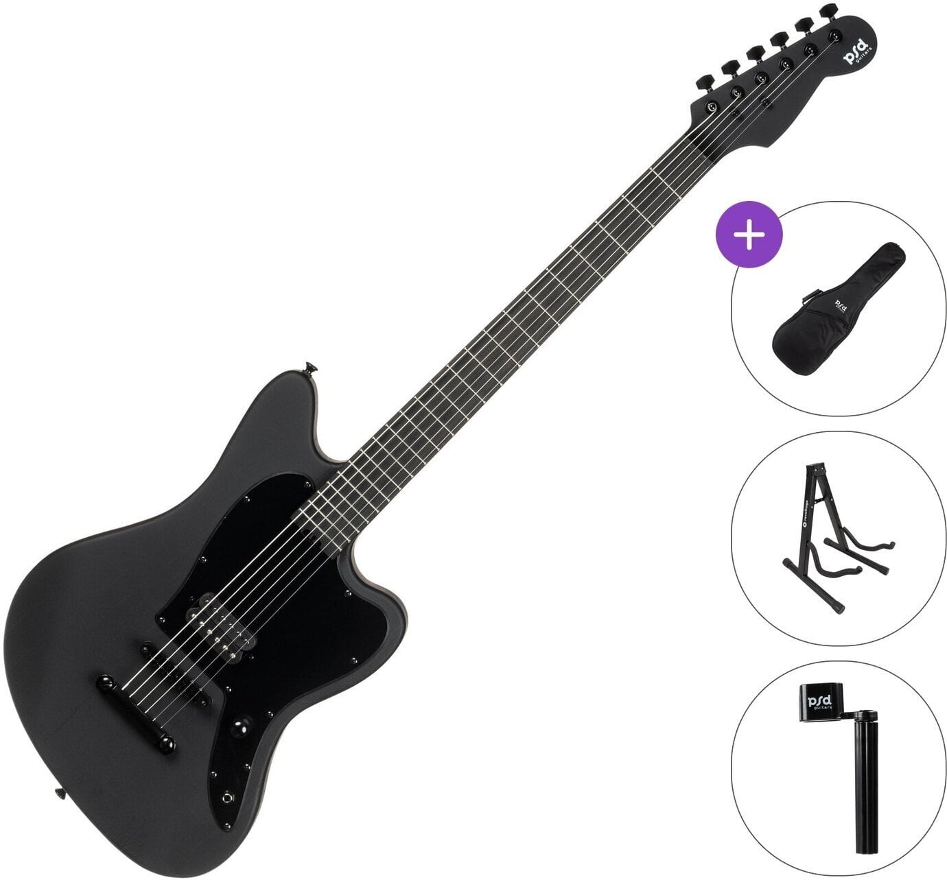 Electric guitar PSD Guitars JM-100B Basic SET Open Pore Black Electric guitar
