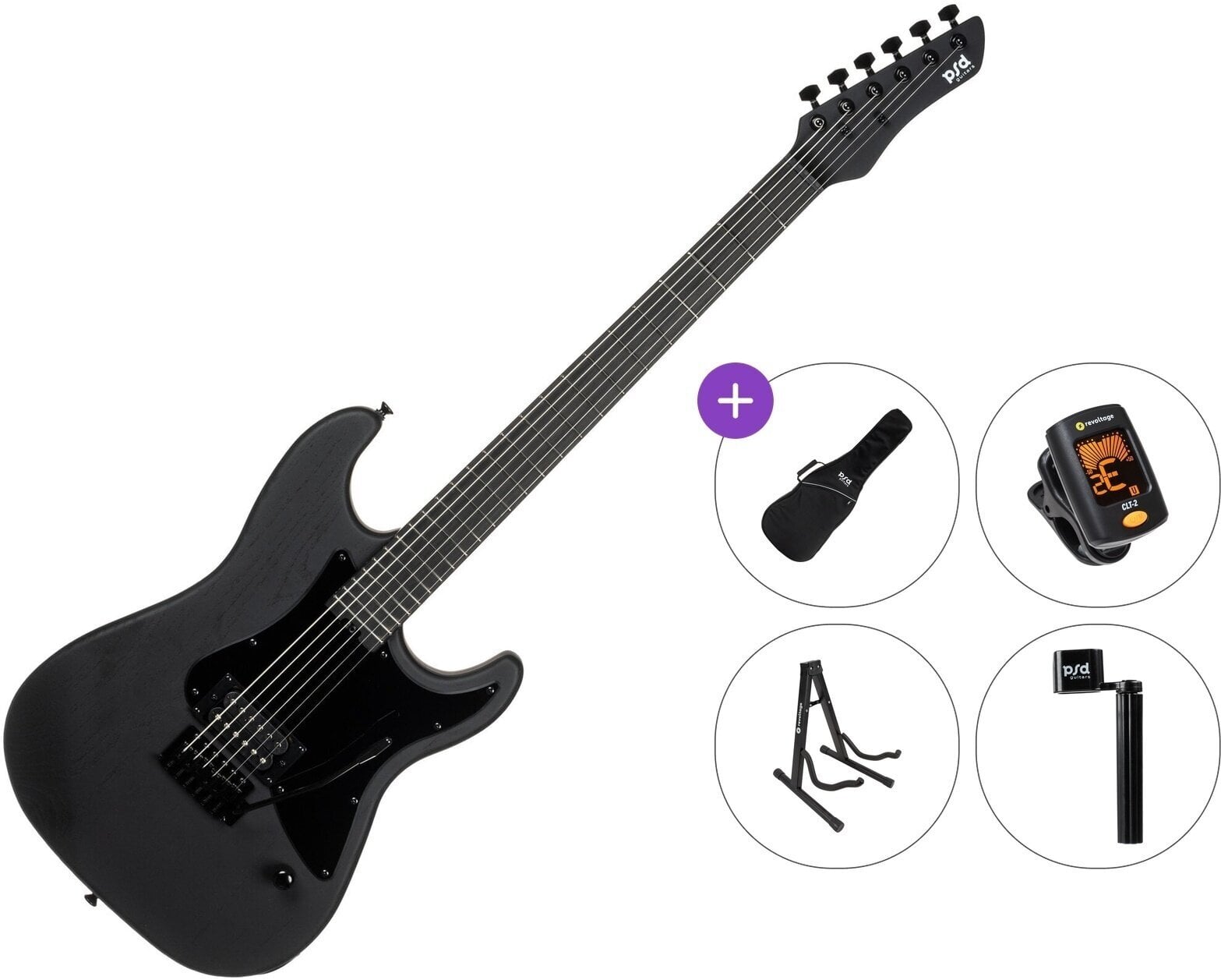 Electric guitar PSD Guitars SPS-100B Standard SET Open Pore Black Electric guitar