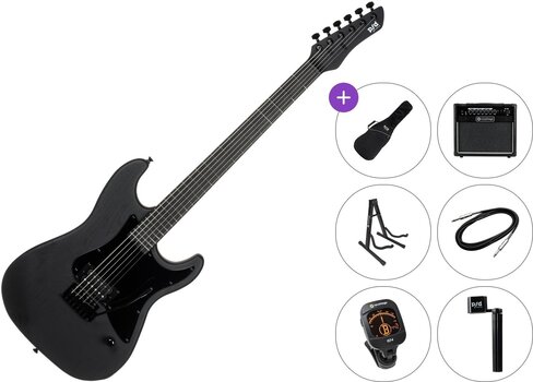 Electric guitar PSD Guitars SPS-100B Premium SET Open Pore Black Electric guitar - 1