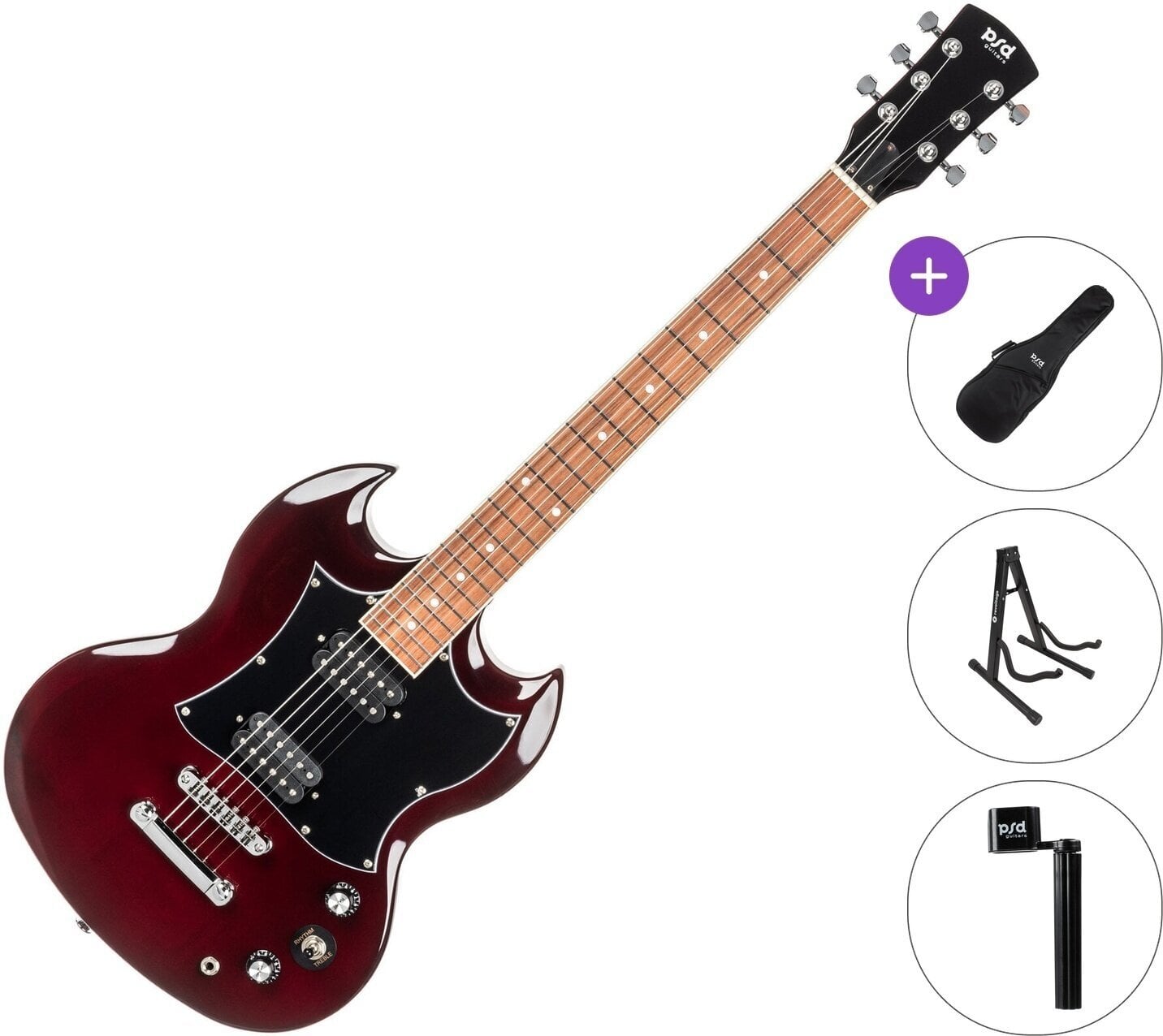 Electric guitar PSD Guitars DCT-100 Basic SET Cherry Red Electric guitar