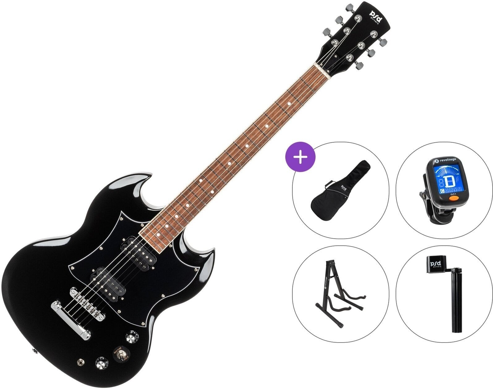 E-Gitarre PSD Guitars DCT-100 Standard SET Black E-Gitarre