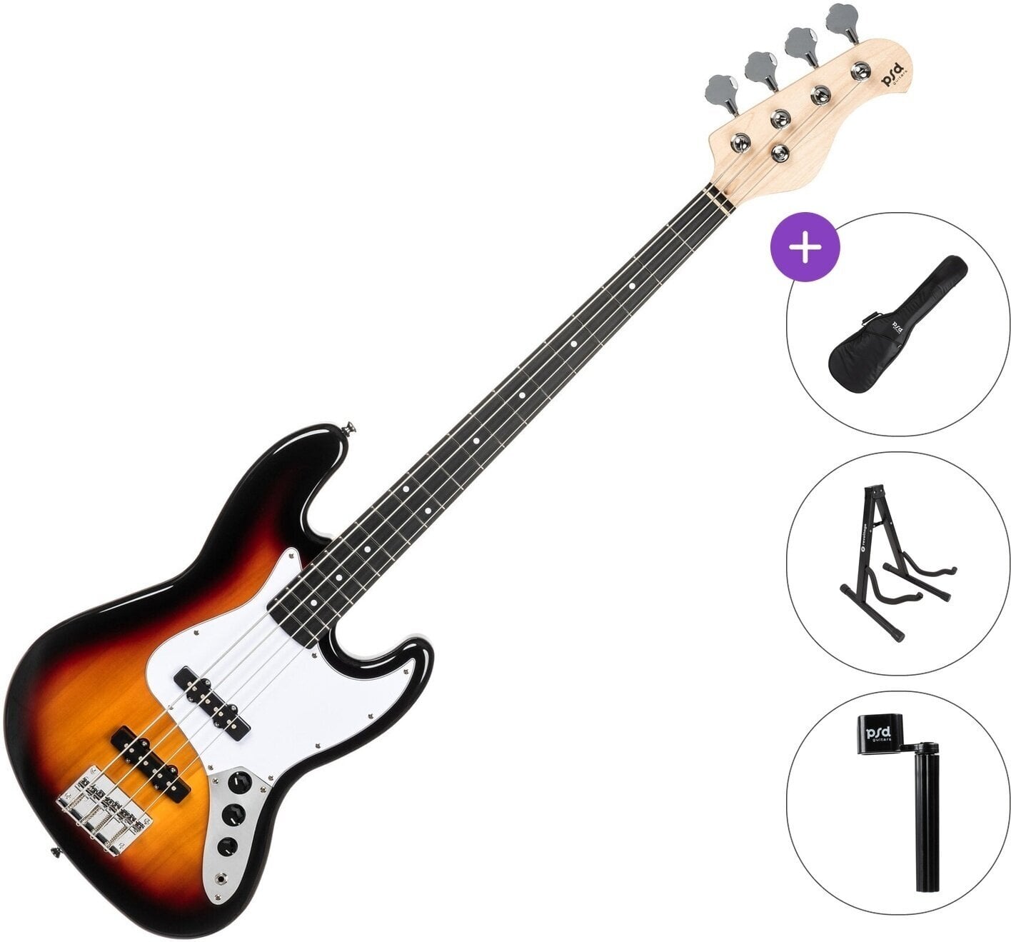 Elektrická baskytara PSD Guitars JZB-100 Basic SET Sunburst Elektrická baskytara