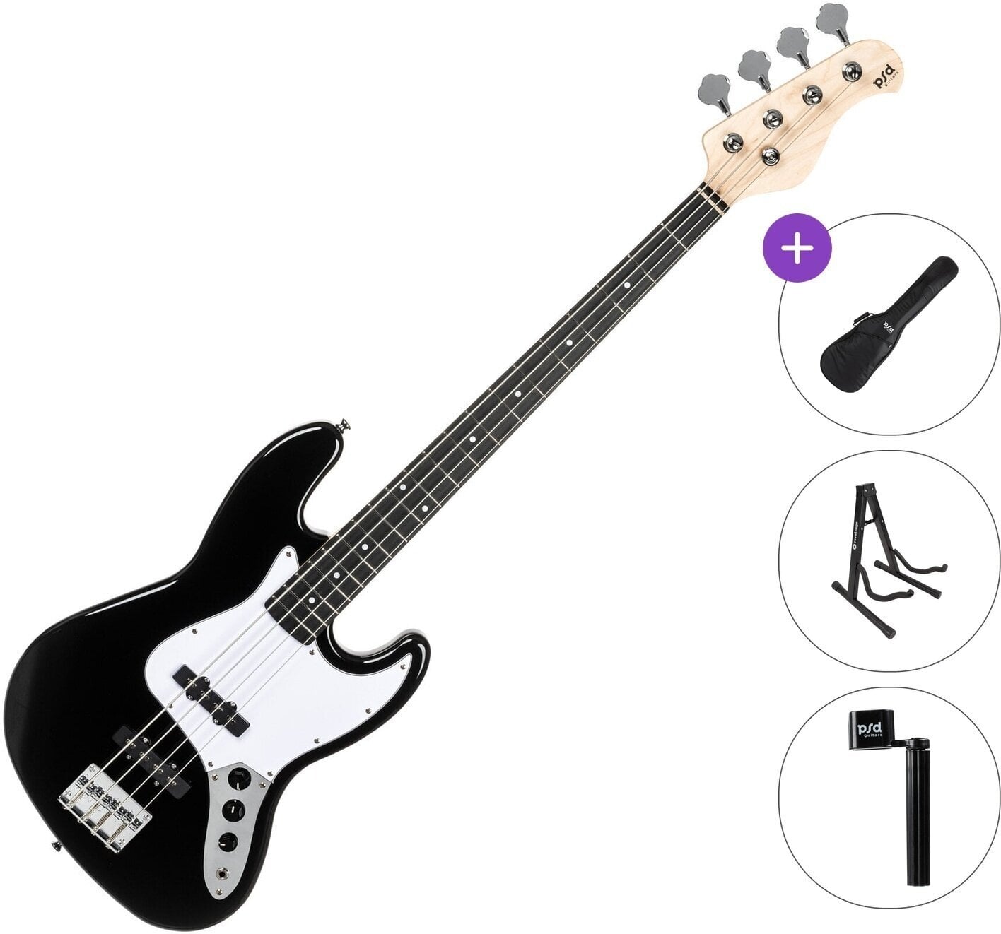 Elektrická baskytara PSD Guitars JZB-100 Basic SET Black Elektrická baskytara