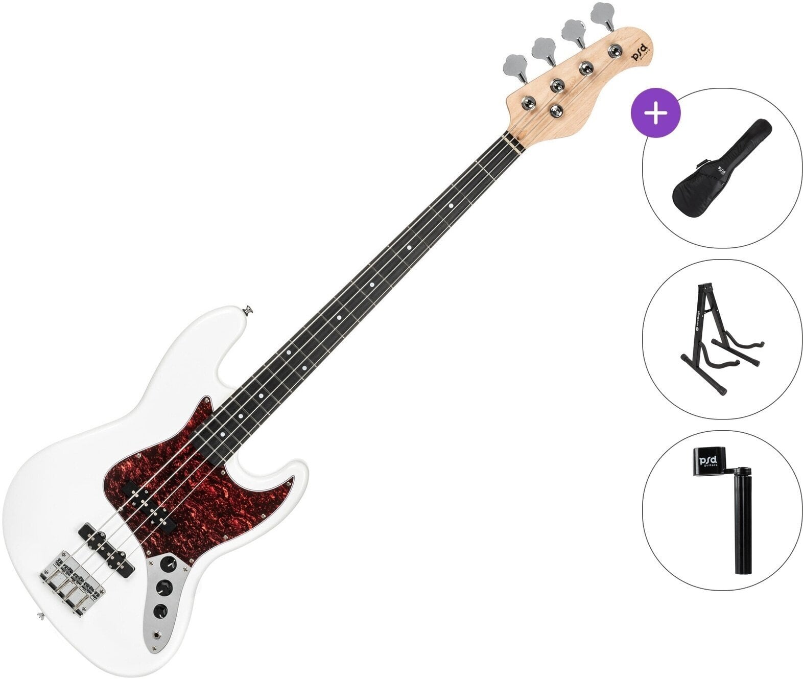 Baixo de 4 cordas PSD Guitars JZB-100 Basic SET White Baixo de 4 cordas