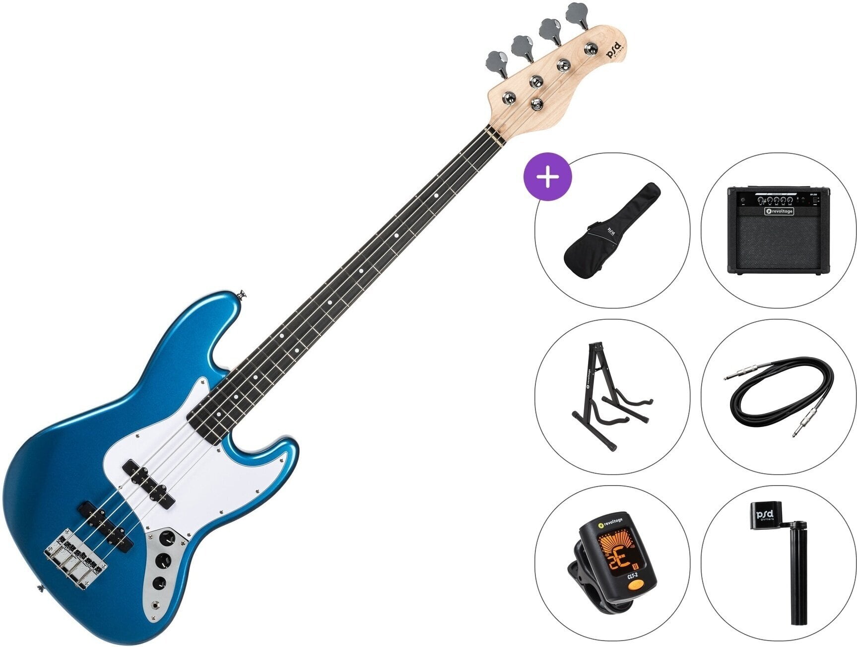 Električna bas gitara PSD Guitars JZB-100 Premium SET Blue Električna bas gitara