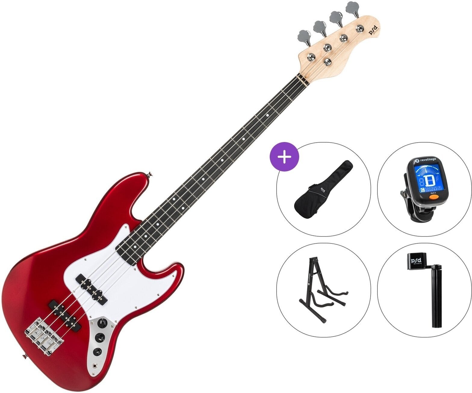 Električna bas gitara PSD Guitars JZB-100 Standard SET Red Električna bas gitara