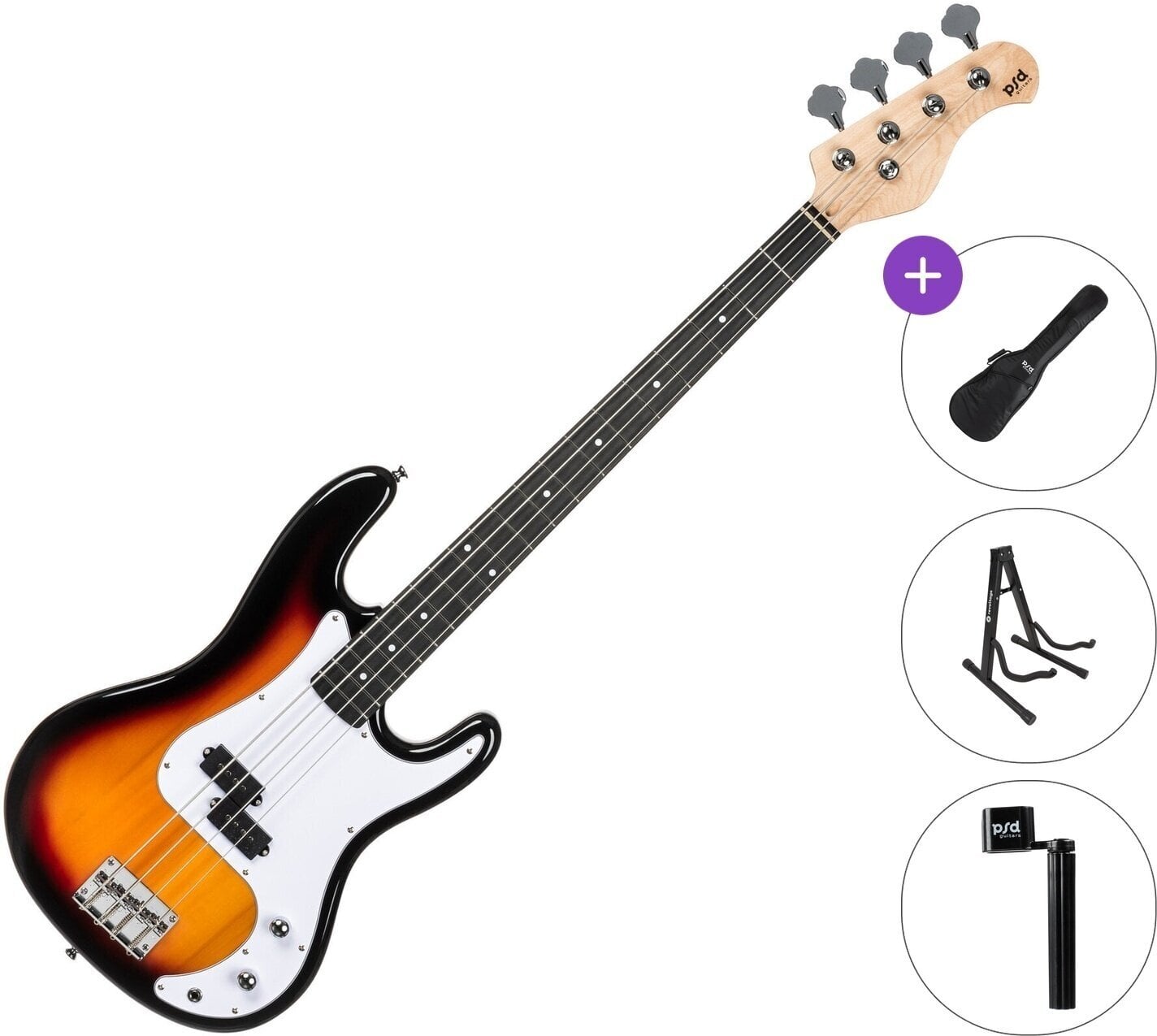 4-strenget basguitar PSD Guitars PCB-100 Basic SET Sunburst 4-strenget basguitar