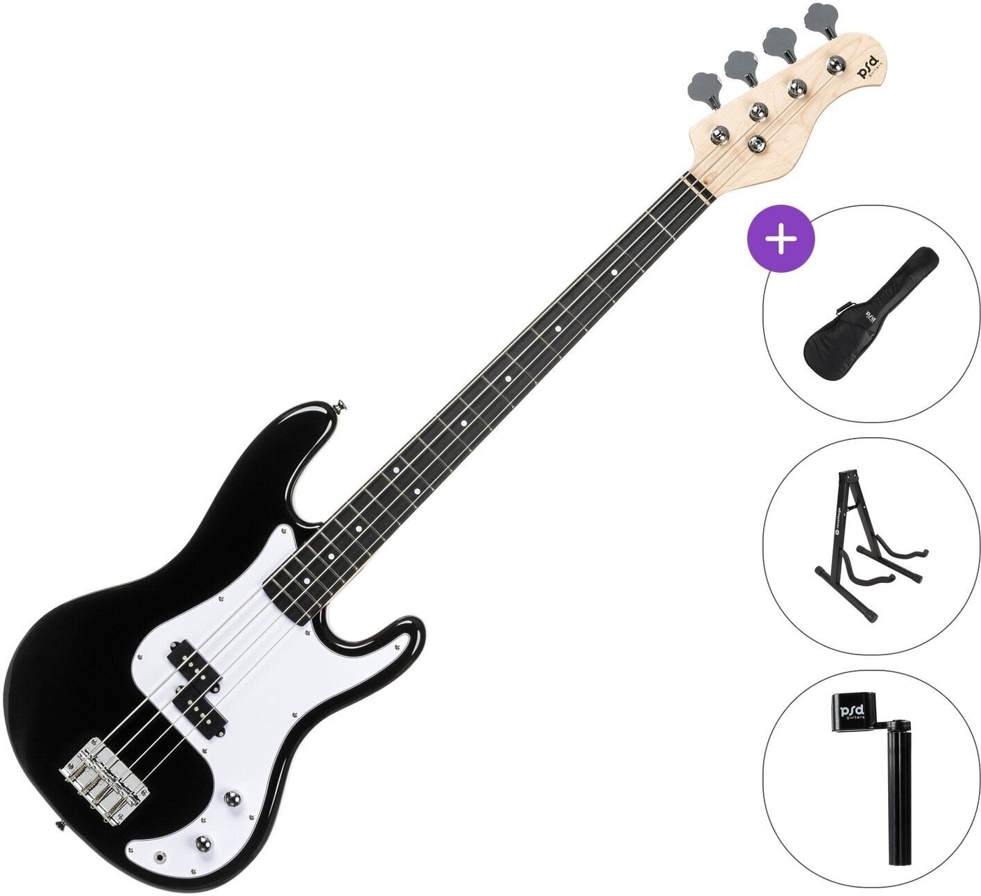 4-strenget basguitar PSD Guitars PCB-100 Basic SET Black 4-strenget basguitar