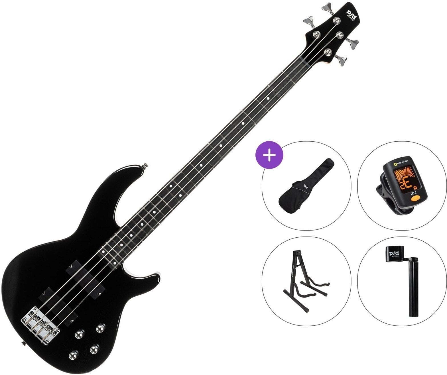 Ηλεκτρική Μπάσο Κιθάρα PSD Guitars PMB-100 Standard SET Black Ηλεκτρική Μπάσο Κιθάρα