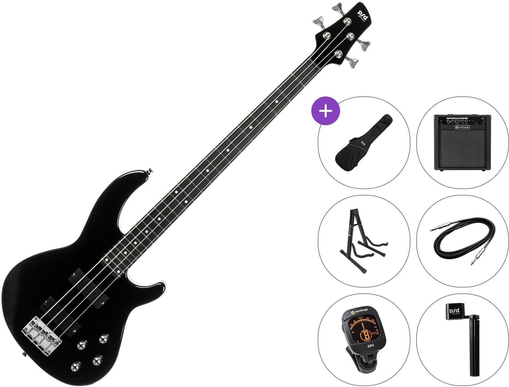 Ηλεκτρική Μπάσο Κιθάρα PSD Guitars PMB-100 Premium SET Black Ηλεκτρική Μπάσο Κιθάρα