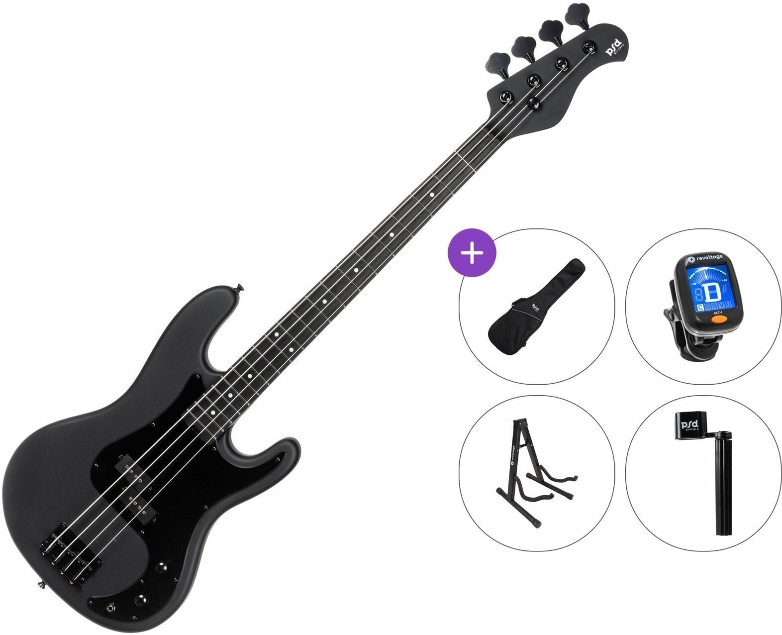 4-strenget basguitar PSD Guitars PCB-100M Standard SET Matte Black 4-strenget basguitar