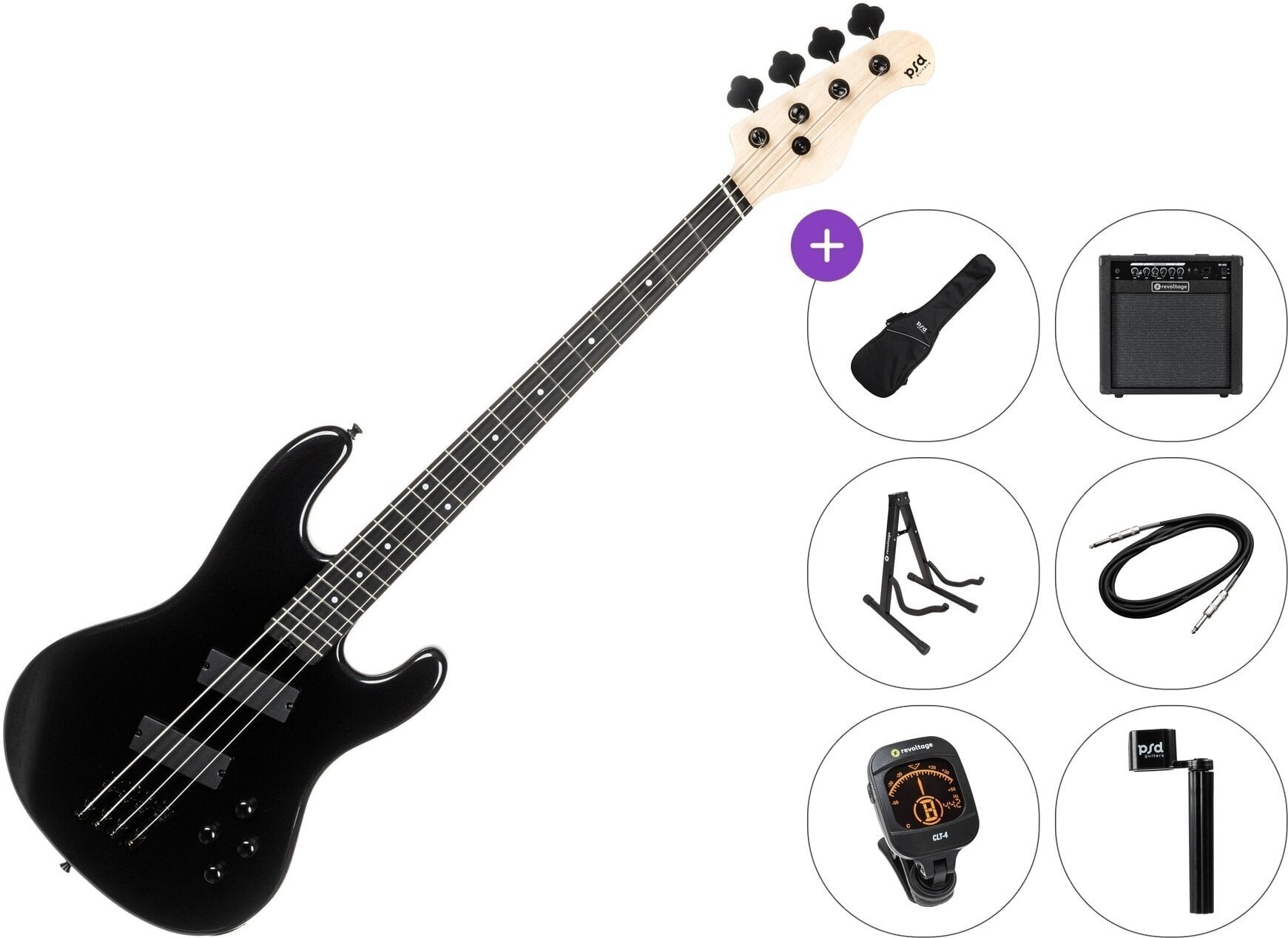 Multiscale bas gitara PSD Guitars PMB-100F Premium SET Dark Night Black Multiscale bas gitara