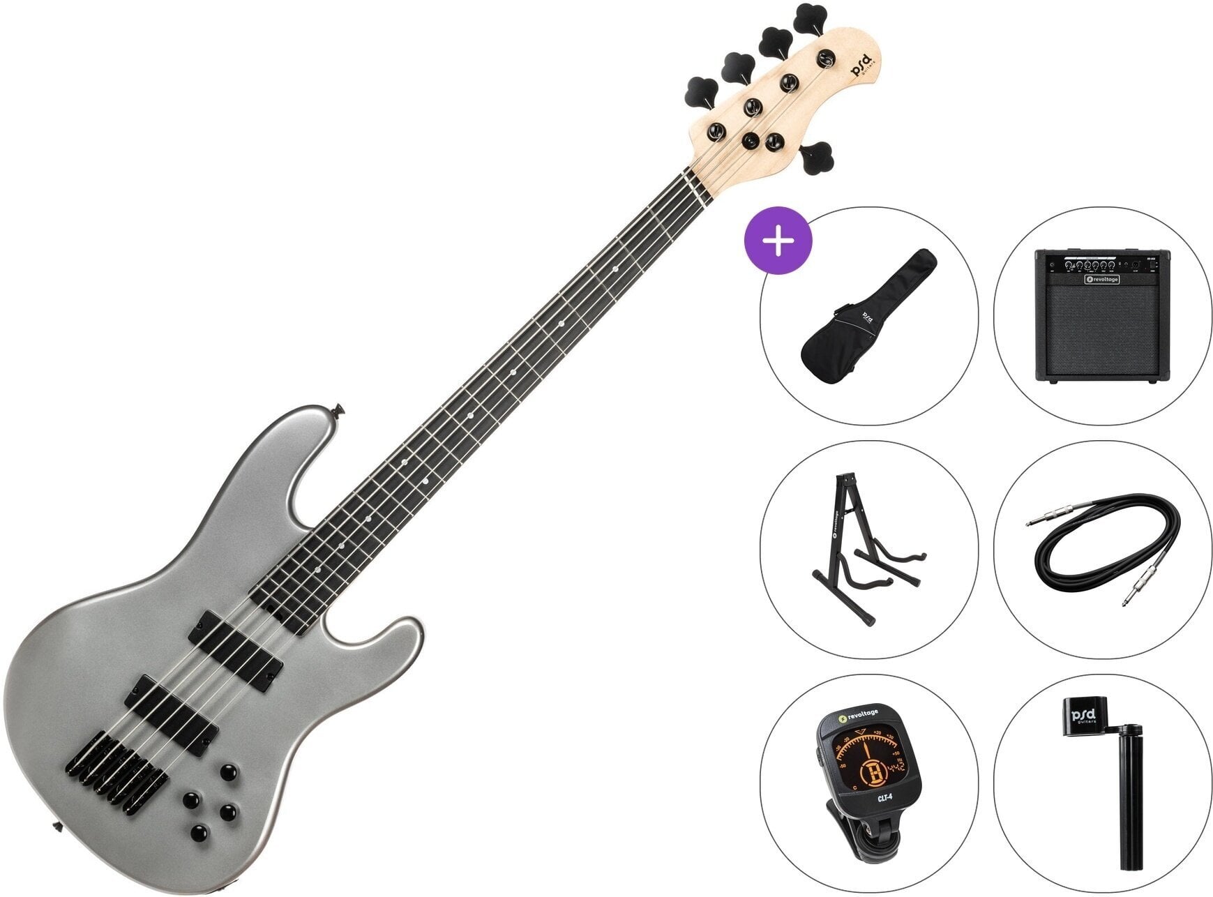 Μπάσο Κιθάρα με Πολλαπλή Κλίμακα PSD Guitars PMB-1005F Premium SET Icy Silver Μπάσο Κιθάρα με Πολλαπλή Κλίμακα