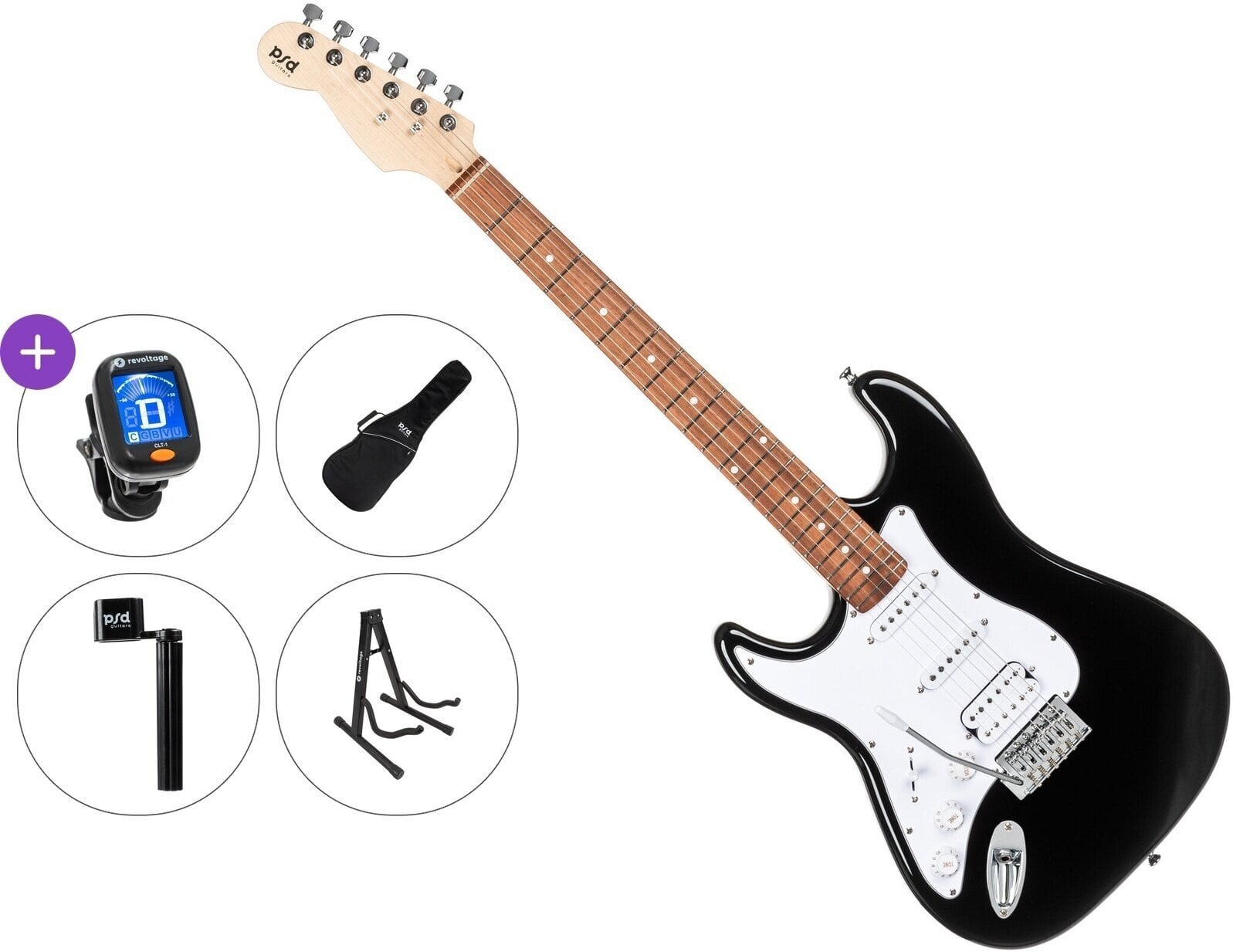 Elektrisk guitar PSD Guitars STC-100L Standard SET Black Elektrisk guitar
