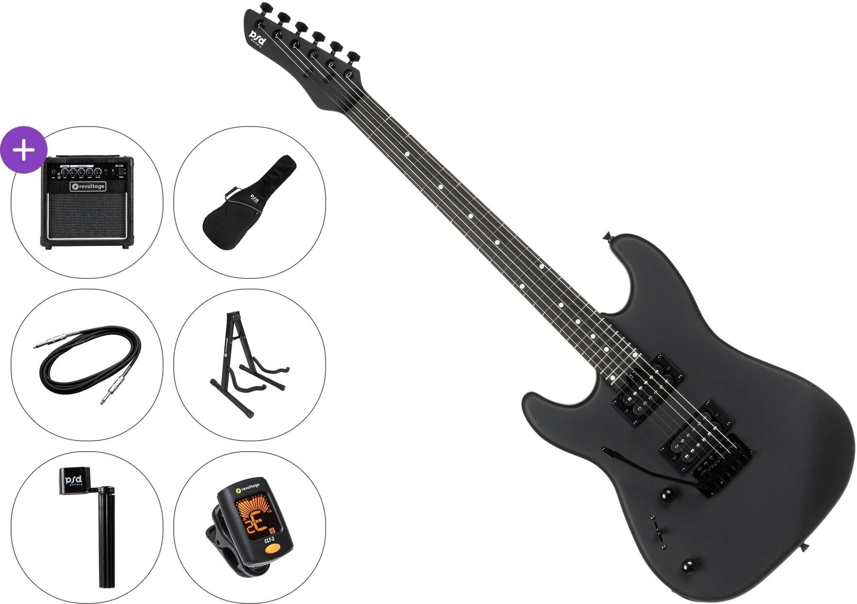 Electric guitar PSD Guitars SPS-100ML Premium SET Matte Black Electric guitar
