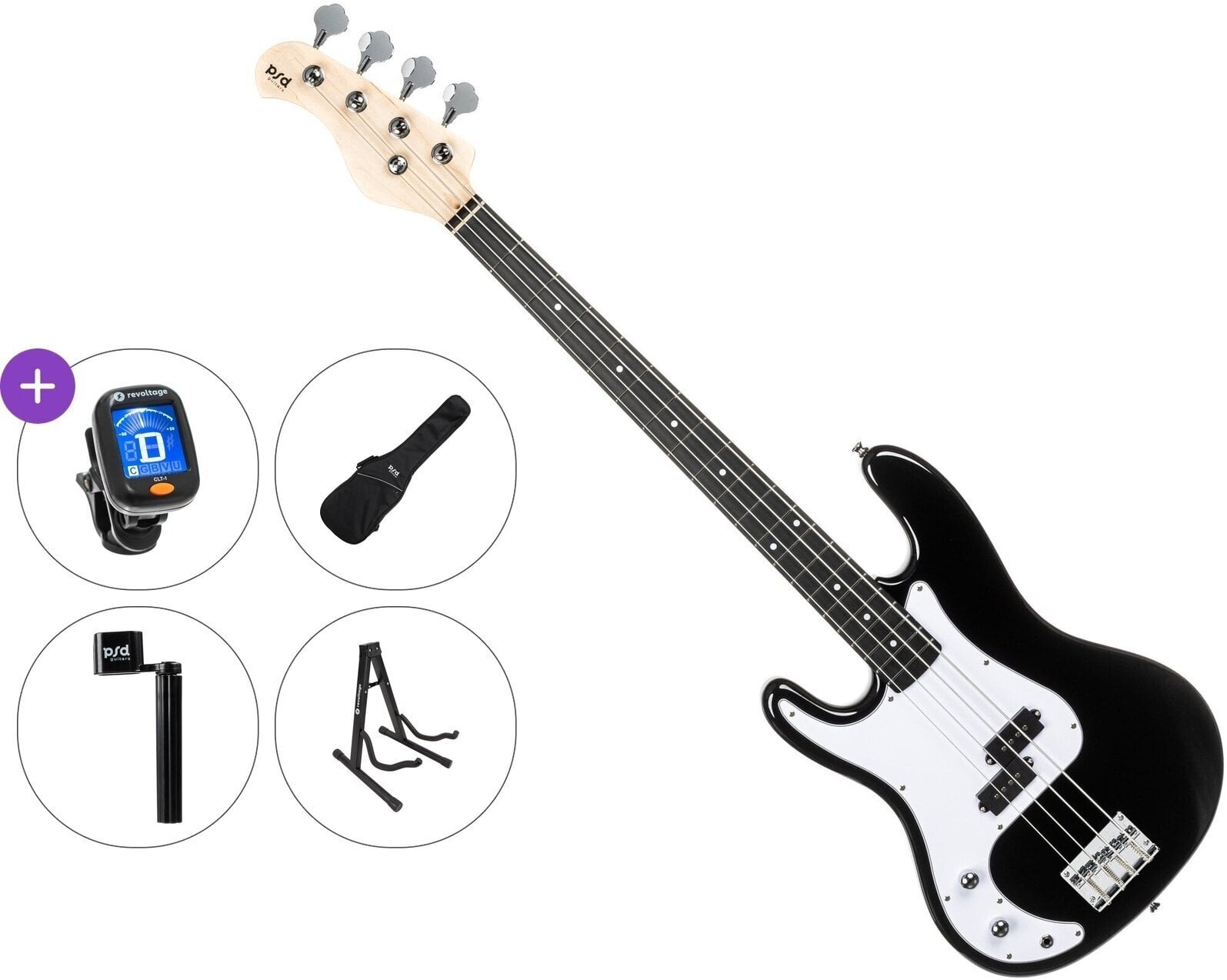4-strenget basguitar PSD Guitars PCB-100L Standard SET Black 4-strenget basguitar