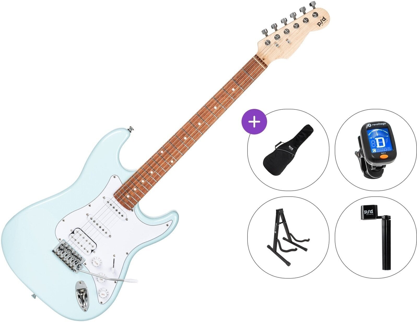 Elektrisk guitar PSD Guitars STC-100-HSS Standard SET Blue Elektrisk guitar