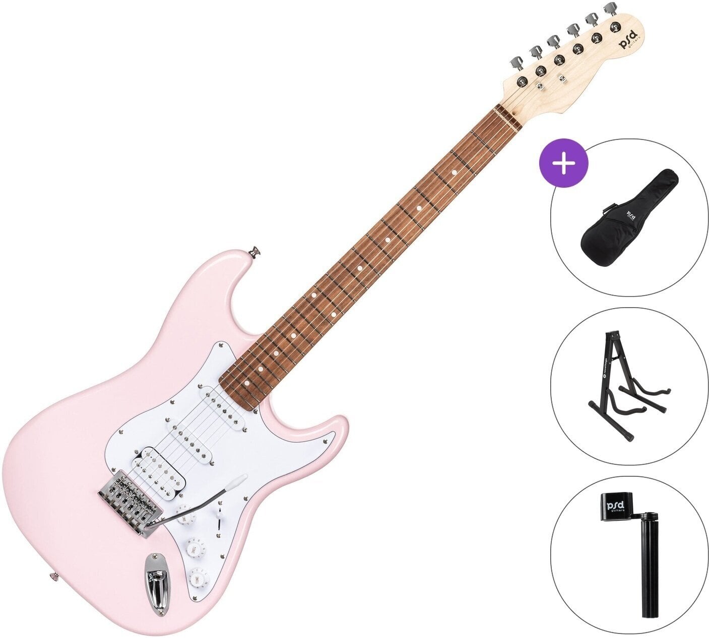 Elektrisk guitar PSD Guitars STC-100-HSS Basic SET Pink Elektrisk guitar