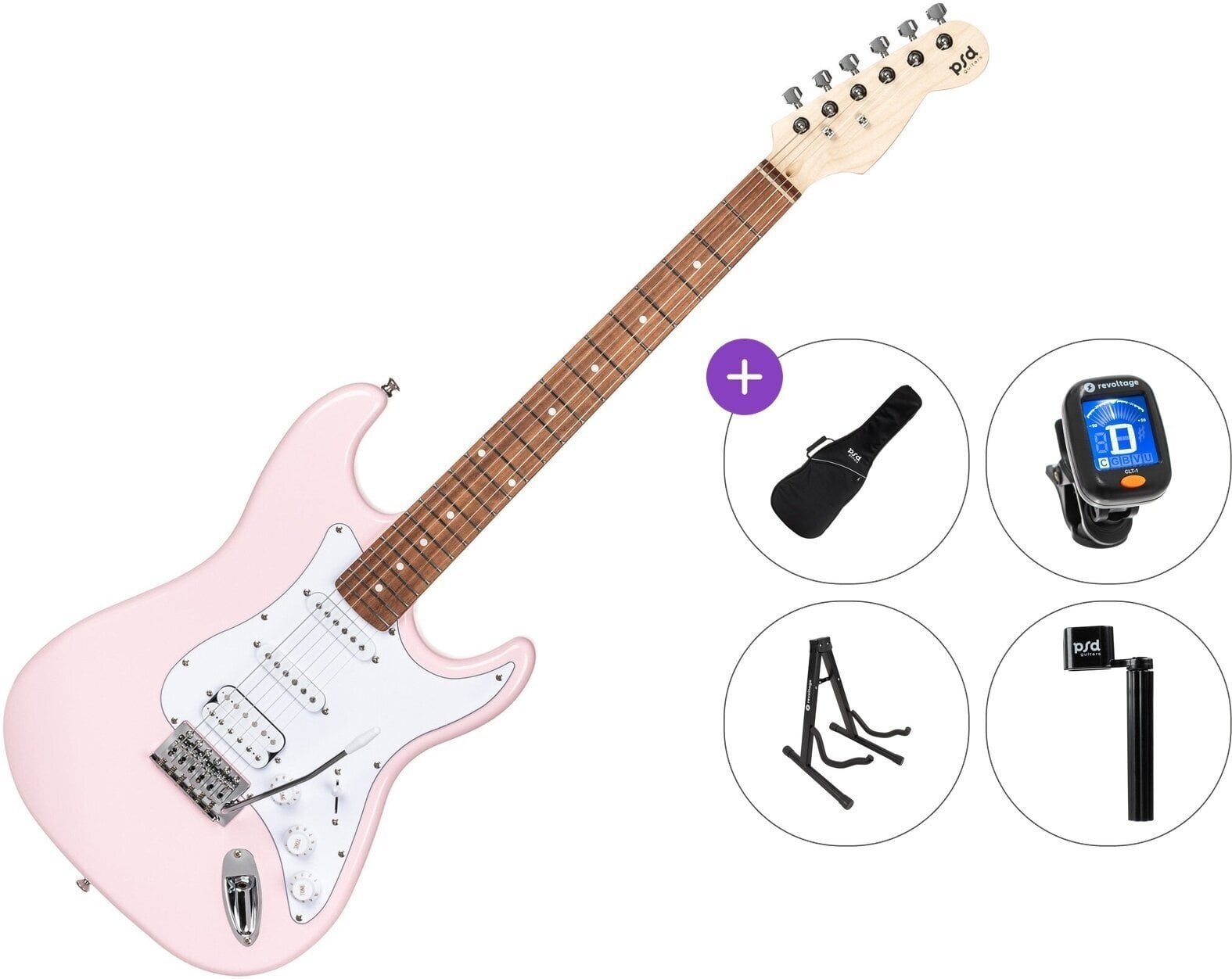 Elektrisk guitar PSD Guitars STC-100-HSS Standard SET Pink Elektrisk guitar