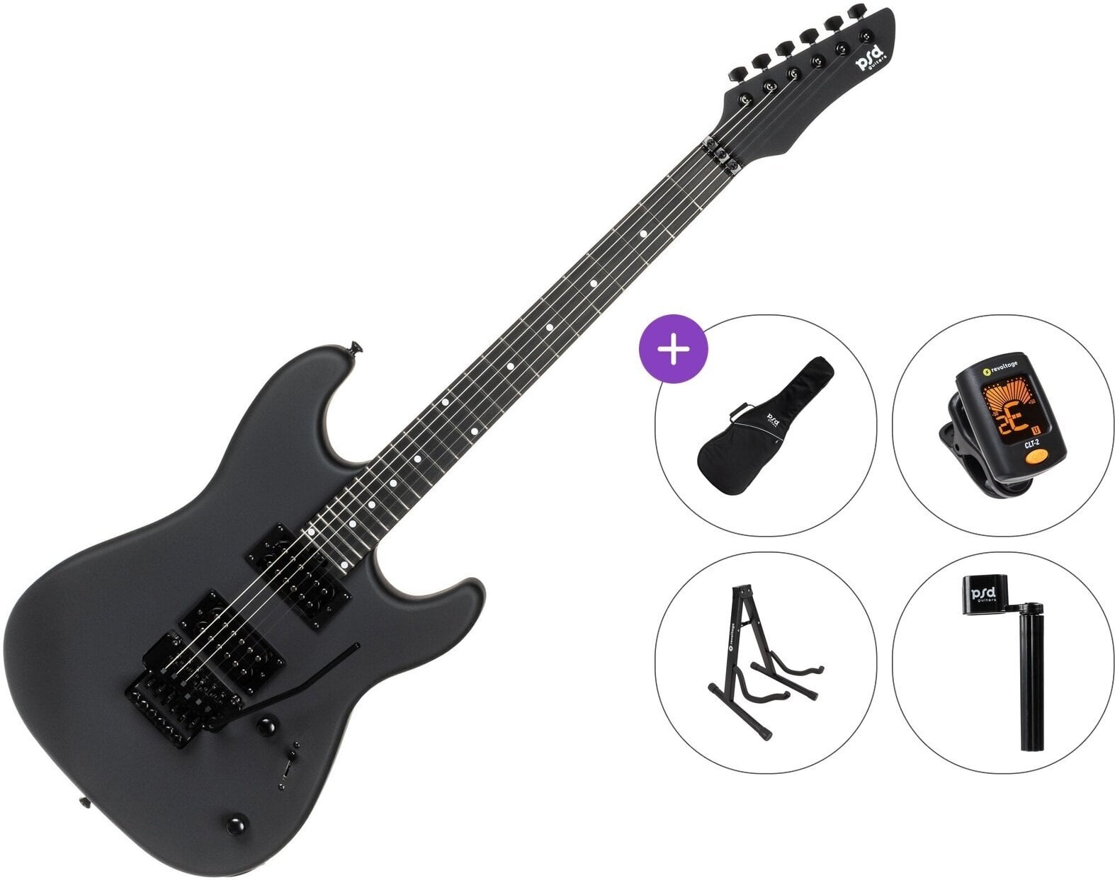 Električna gitara PSD Guitars SPS-100MFR Standard SET Matte Black Električna gitara