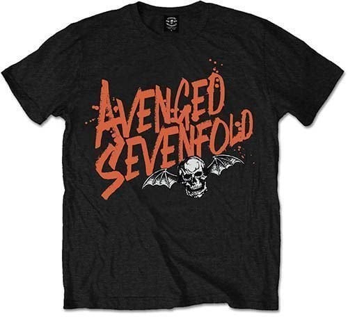 Camiseta de manga corta Avenged Sevenfold Camiseta de manga corta Orange Splatter Negro L