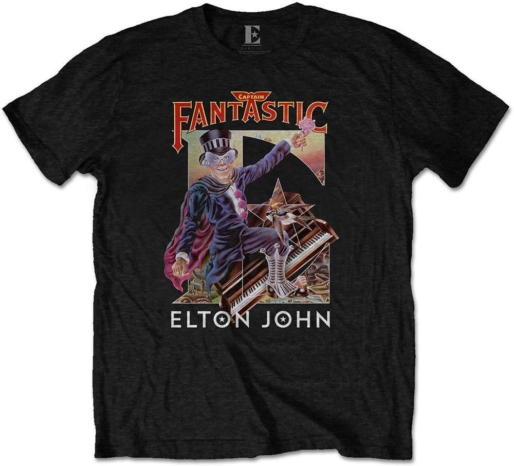 T-shirt Elton John T-shirt Captain Fantastic JH Black M