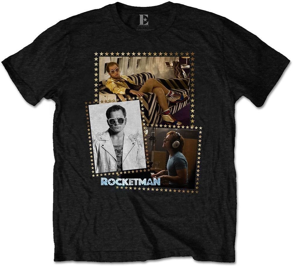 Shirt Elton John Shirt Rocketman Montage Unisex Zwart L
