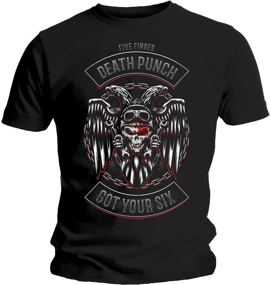 T-Shirt Five Finger Death Punch T-Shirt Biker Badge Schwarz L