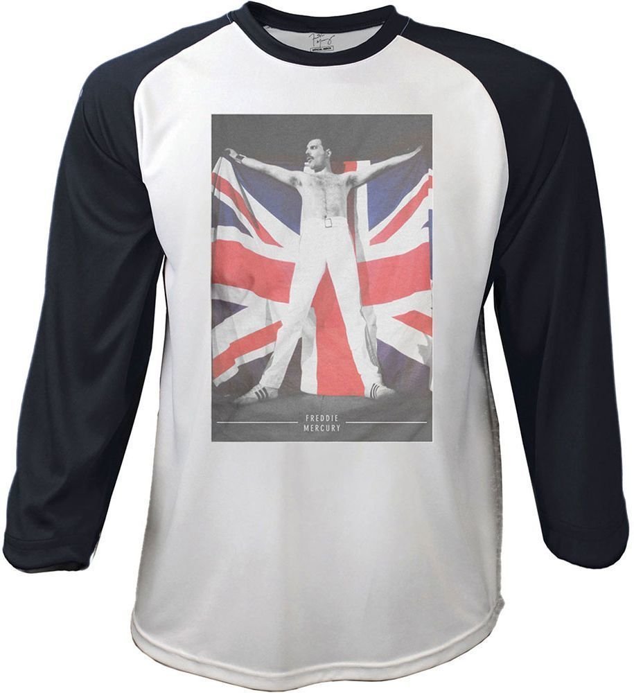 Skjorta Freddie Mercury Skjorta Flag Unisex Svart-Vit L