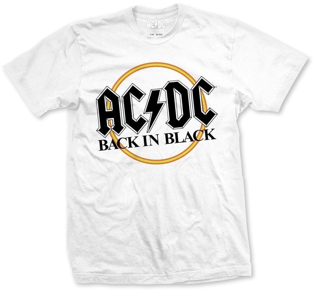 Skjorte AC/DC Skjorte Back in Black hvid L