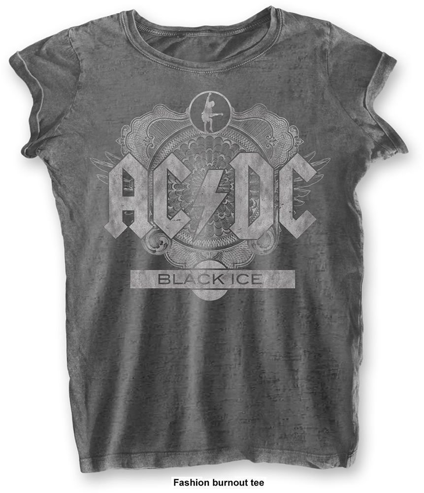 Maglietta AC/DC Fashion Tee: Black Ice Charcoal (Burn Out) XL