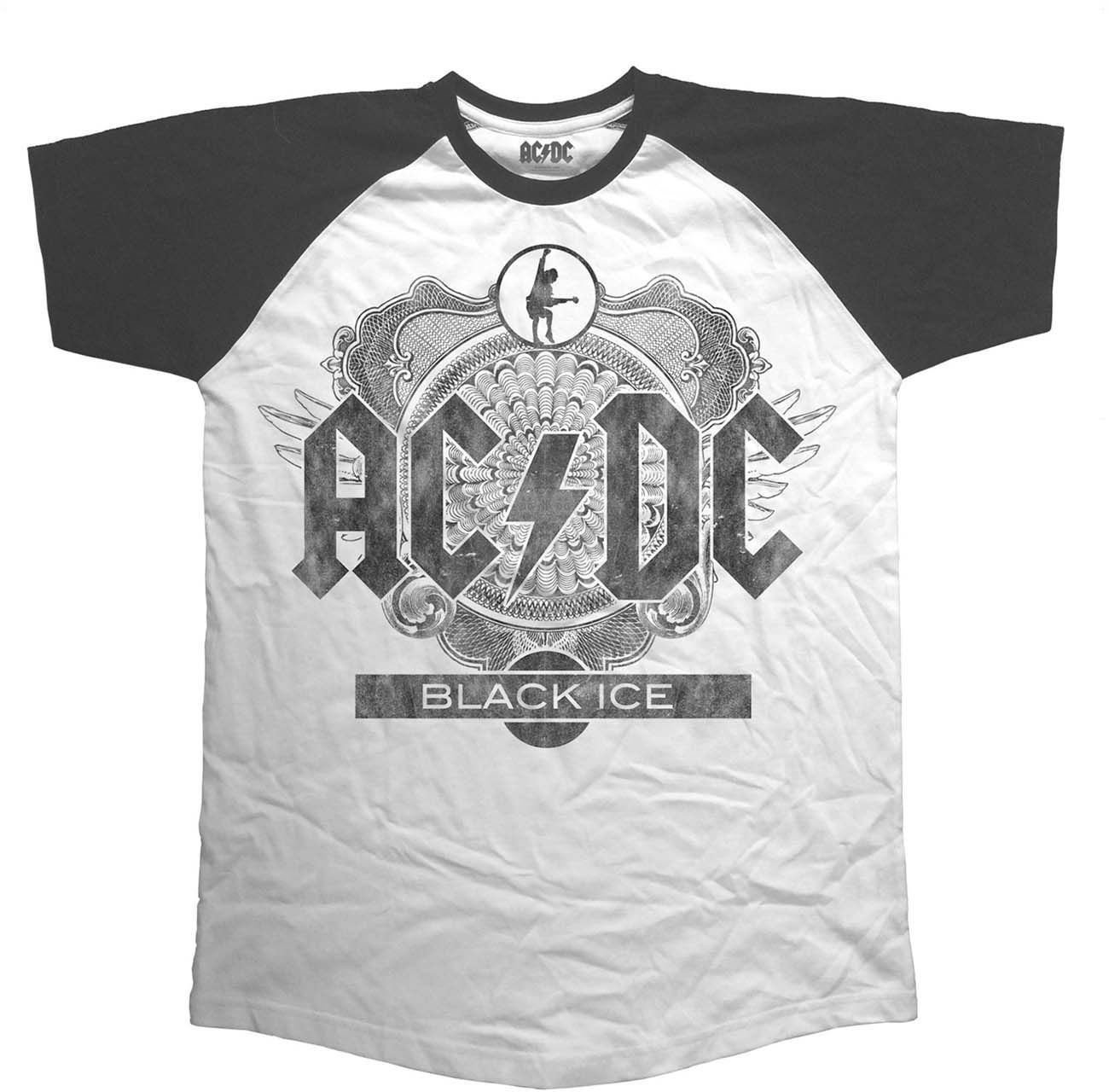 T-Shirt AC/DC Unisex Raglan Tee: Black Ice Black/White M