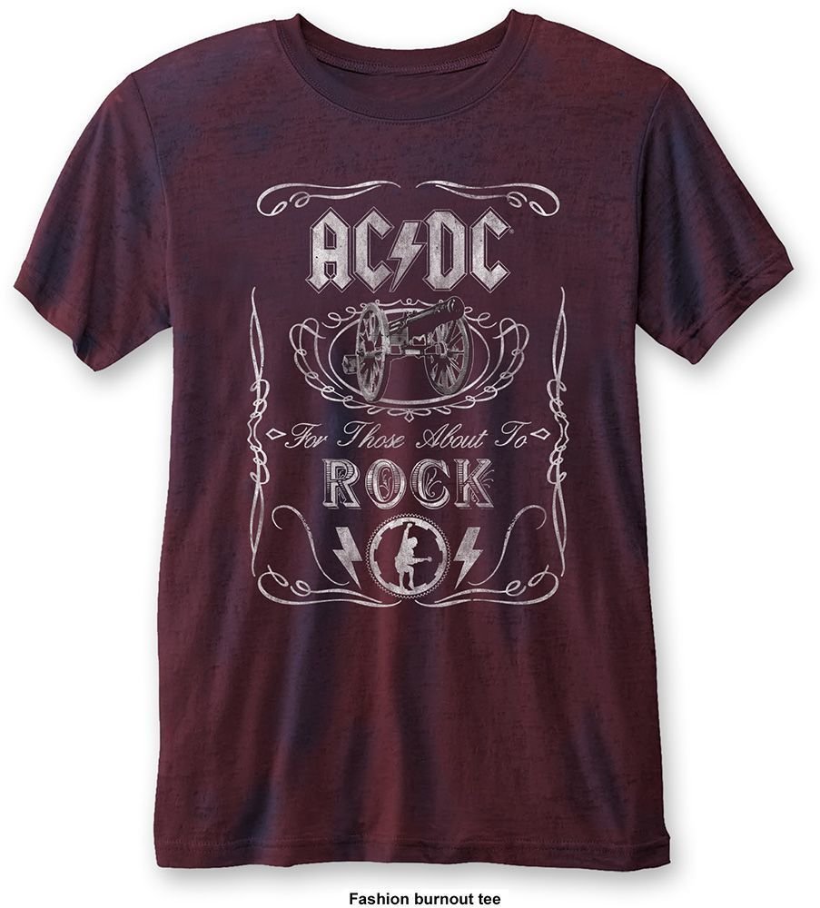 T-Shirt AC/DC Unisex Fashion Tee Cannon Swig (Burn Out) Navy/Red L