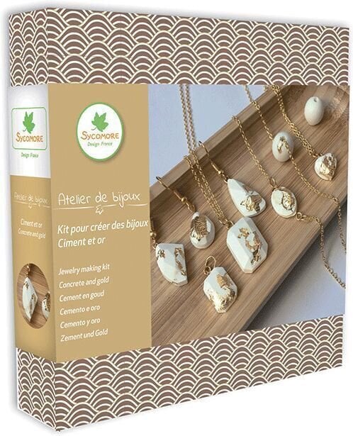 Material Sycomore Jewelry Making Kit - Concrete and Gold Jewelry DIY Set