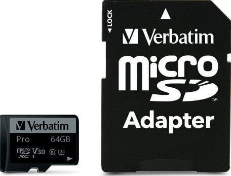 Memorijska kartica Verbatim PRO UHS-I U3 Micro SDXC 64 GB Memorijska kartica - 1
