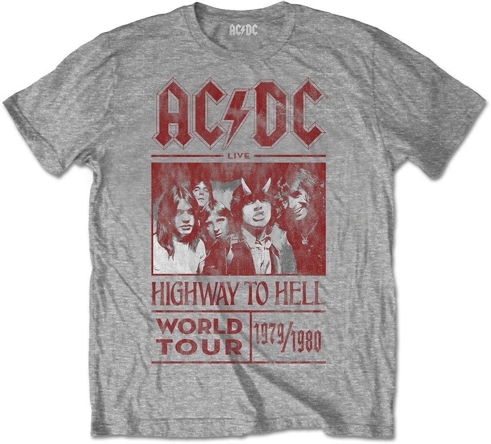 AC/DC T-shirt Highway to Hell World Tour 1979/1981 Unisex Gris M Grey unisex